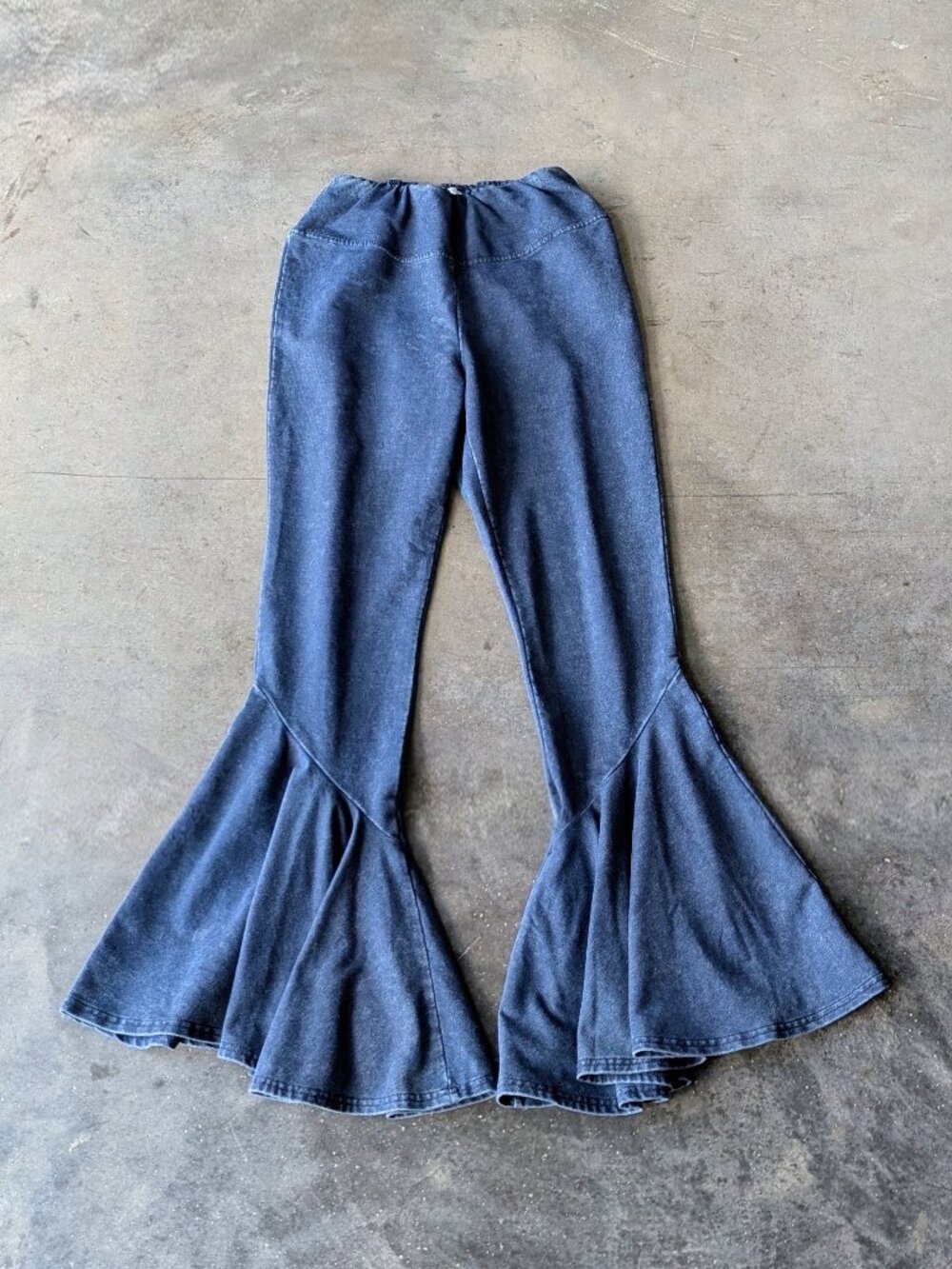 Earthbound Trading Co Flower Child Blue Flare Pants Bell Bottoms medium